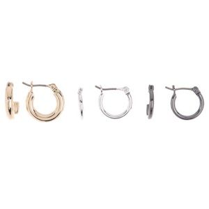 DKNY | NWT 3 Tri-Tone Tube Hoop Earrings Set